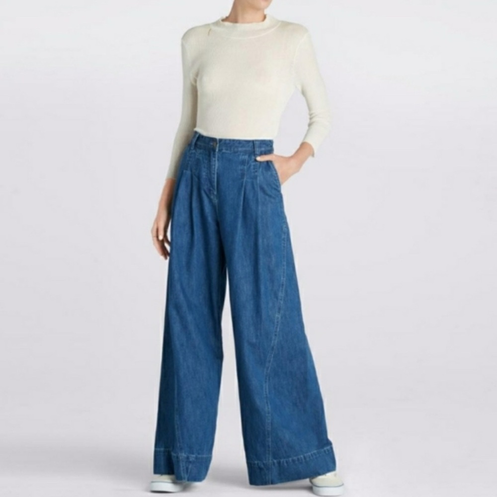 Ulla Johnson Blue Wide-Leg Denim Jeans
